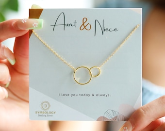 Gold Plated Sterling Silver Aunt Niece Interlinked Circle