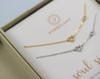 Sister Bracelet Gift: Gold & Silver Open Heart CZ Bracelet