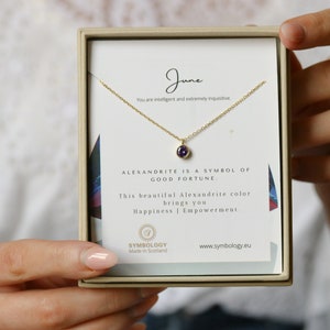 June Birthstone Necklace: Swarovski Crystal Pendant, Gold Plated
