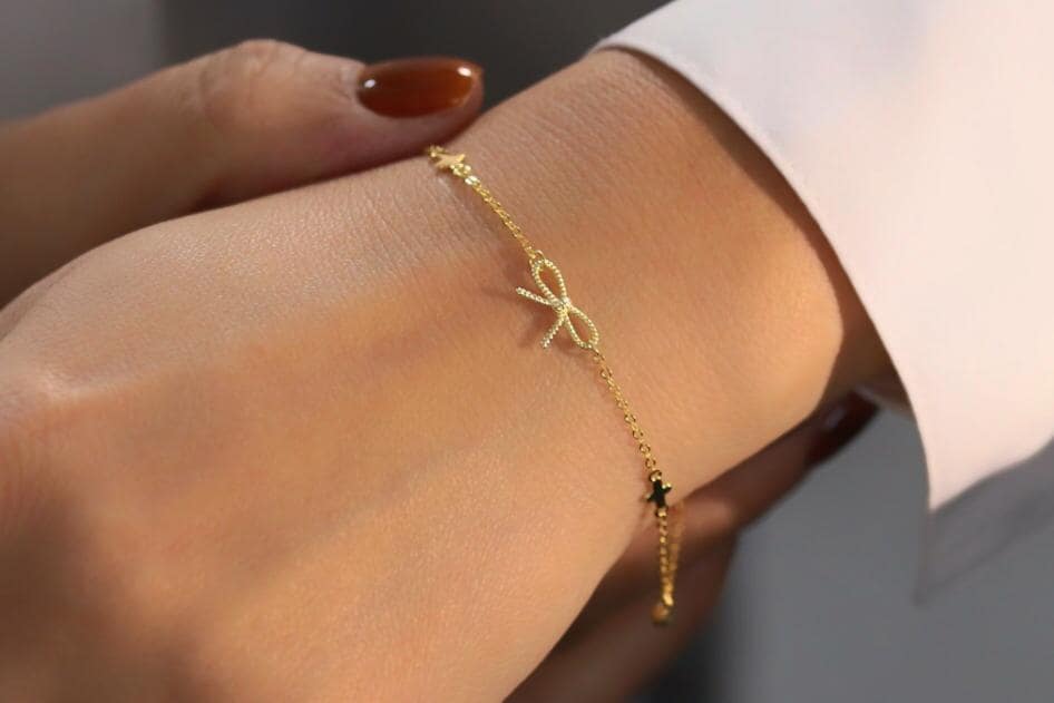Elegante Bracciale Con Fiocco Regolabile In Rame E Zirconi, Colore Argento, Per Donne E Ragazze, Gioiello Simbolo Di Amicizia, Regalo - 5
