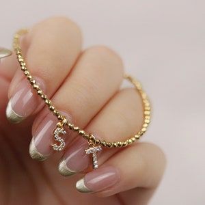 Pulsera de oro con inicial para hermana, pulsera personalizada con el alfabeto, joyería personalizada, regalo de Navidad para hermana, regalo de cumpleaños para ella, pulsera impermeable