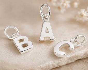 Solid Sterling Silver Initial Charm, Handmade Alphabet Letter Pendant,  Personalised Add On Parts