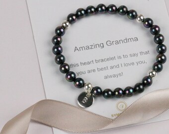 Bracciale infinito personalizzato: ciondoli con iniziali, regalo per la nonna - Italia