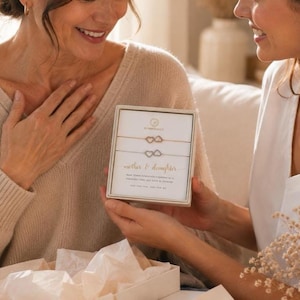 Mother Daughter CZ Heart Bracelet Set, Gold Plated Pave Jewellery