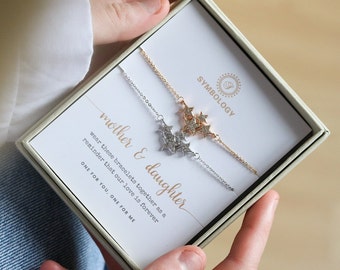 Mother Daughter Star Constellation Bracelet Set, Personalised CZ Pave Bracelet for Mum/Sister/Friend/Bridesmaid/Graduation, Gift for Her