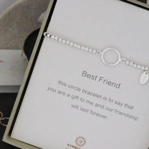 Best Friend Bracelet, Friendship forever, Silver Beads Circle Bracelet, Symbol Bracelet, Friendship, Best Friend , Birthday Gift, Gift boxed