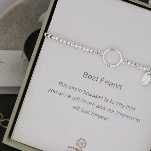 Best Friend Bracelet, Friendship forever, Silver Beads Circle Bracelet, Symbol Bracelet, Friendship, Best Friend , Birthday Gift, Gift boxed