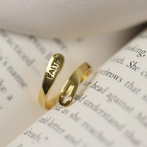 Faith Cross Ring in 925 Sterling Silver, Minimalist Adjustable Ring, Gold Cross Ring, Christian Ring, Baptism Rings, Birthday Gift for her