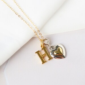 Collar con inicial de plata 925 para nieta y abuela, collar personalizado con inicial en oro vermeil, regalo sentimental, regalo para el día de la madre
