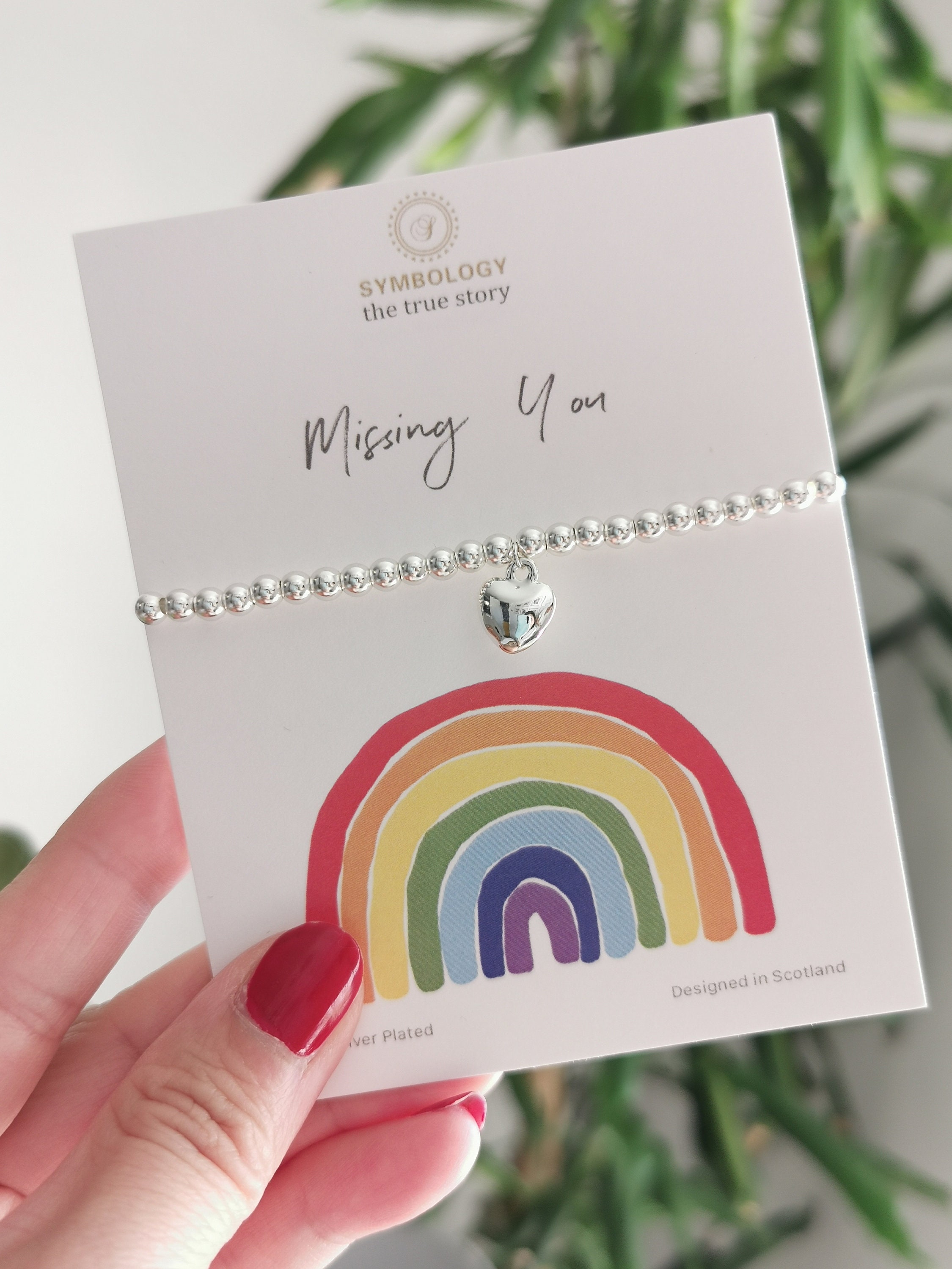 Missing You Bracelet Silver beaded love heart Bracelet Etsy