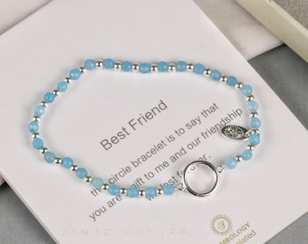 Best Friend Gemstone Bracelet, Friendship Gift, Blue Agate Bracelet, Friendship Bracelet, Birthday Gift for Besties, Minimalist Jewellery