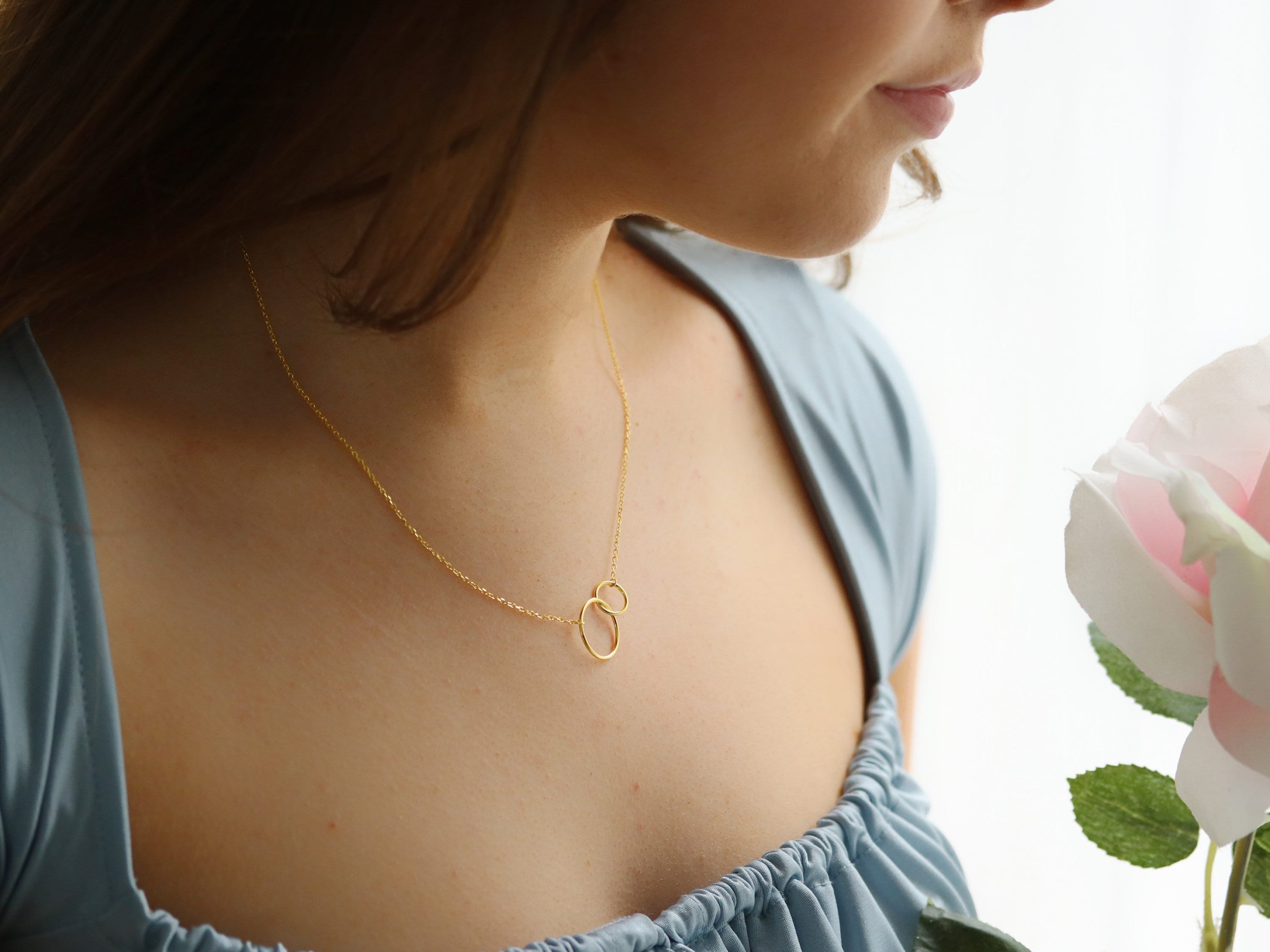 Collana Zia E Nipote Con Cerchi Infinito | Argento Sterling 925 | Regalo Compleanno Con Messaggio E Panno Incluso