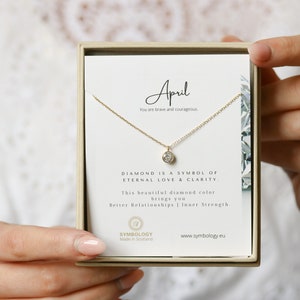 April Birthstone Necklace / Dimond Crystal Pendant Handmade with Swarovski Crystals / Gift For Her/ Graduaation Gift / Sister Gift for Mum