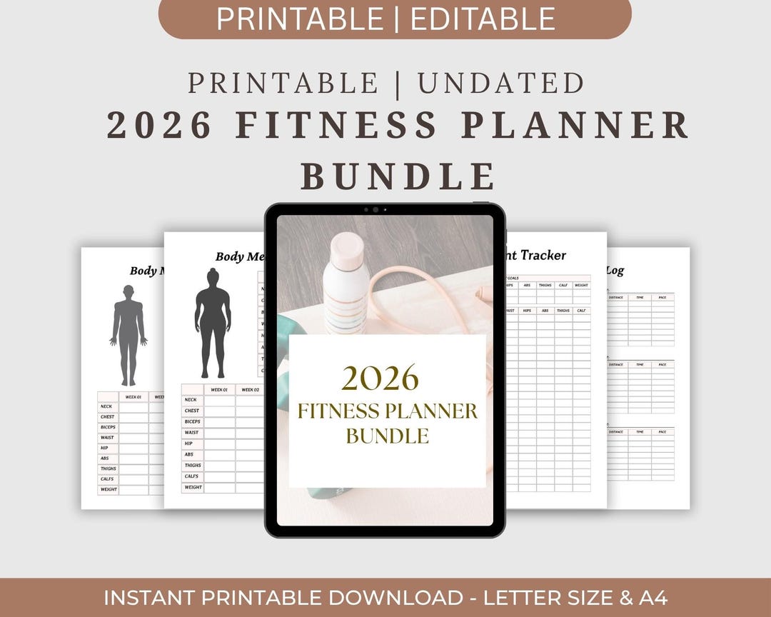 2026 Fitness Planner Bundle, Workout Tracker, Meal Plan Journal, Goal ...