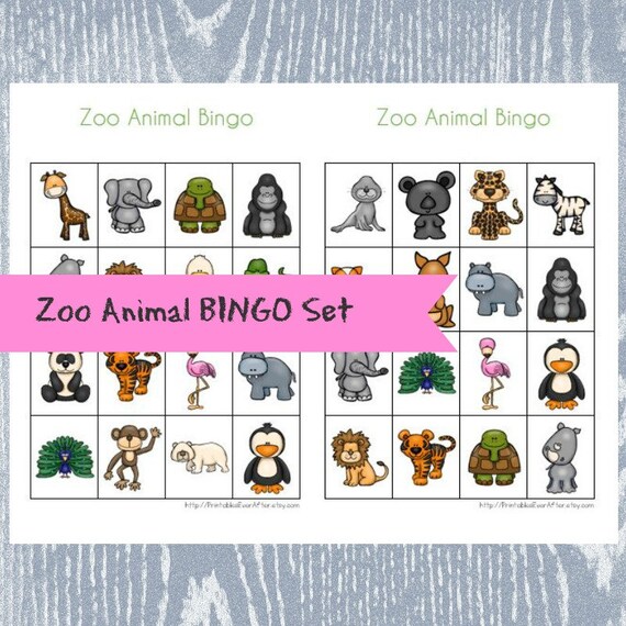 Zoo Animal Bingo Printable Bingo Wild Animal Birthday Party | Etsy