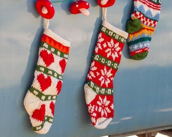Hand Knit Boho Style Christmas Stocking
