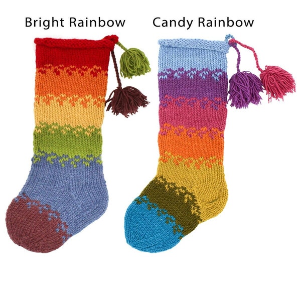 Rainbow Knit Holiday Stocking