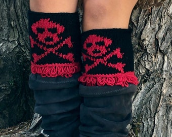 Skull Hand Knit Boot Cuffs