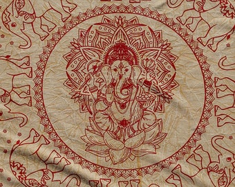 Ganesha Tapestry Wall Hanging, Large Cotton Indian Tapestry, Stonewashed Tie Dye Decor, Spiritual Yoga Art, Boho Room Decor 90x60
