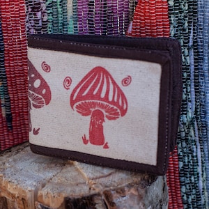 Ombre Mushroom Bifold Wallet – Cotton Canvas Boho Wallet | Vegan & Handmade in Nepal | Foldable Card Holder | Psychedelic Hippie Gift