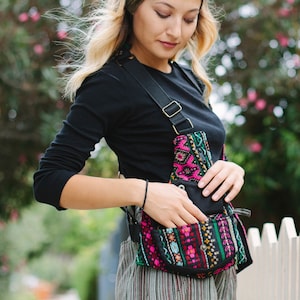 Jacquard Cotton Vest Bag – Utility Chest Harness for Festivals, Travel, Cosplay | Adjustable Unisex Crossbody, Zipper Cargo Pockets