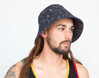 Reversible Canvas Bucket Hat for Men & Women – 100% Cotton, Wide Brim, Lightweight Sun Hat, Handmade Boho Style, Made in Nepal