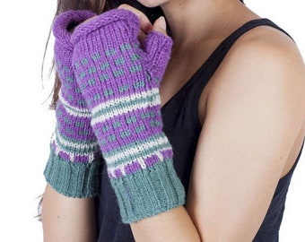 Winter hand knit Woolen River Ripples Fingerless Gloves