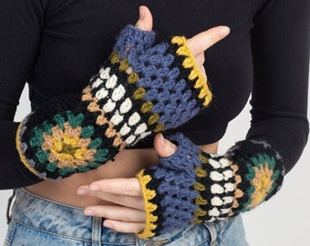 Granny Square Fingerless Mittens