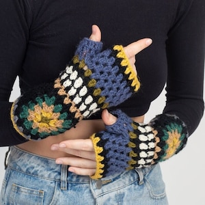 Granny Square Fingerless Mittens