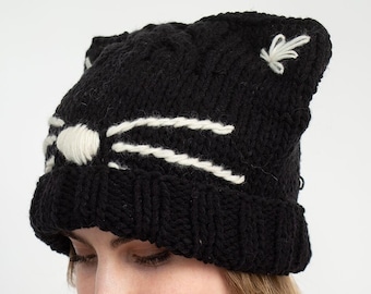 Knit Kitty Cat Ears Beanie Earmuffs Hat