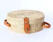 Plain Round Rattan Bag, Indonesian bag, woven bag, basket bag, Bali bag, Crossbody Straw Boho Bag, purse for Women