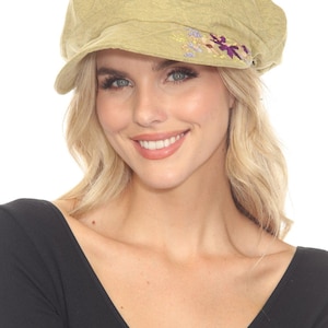 Stonewashed Embroidered Newsboy Cap