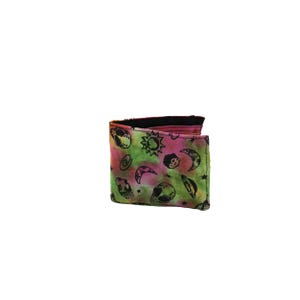 Psychedelic Tie Dye Bifold Wallet | Alien Space Print Canvas Wallet | Vegan Y2K Wallet | Handmade in Nepal | Trippy Boho Gift