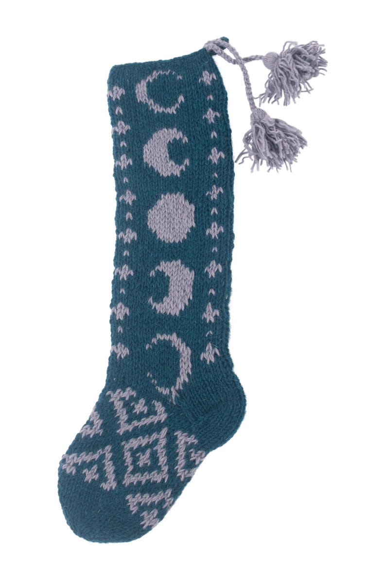 Celestial Hand Knit Stockings Navy