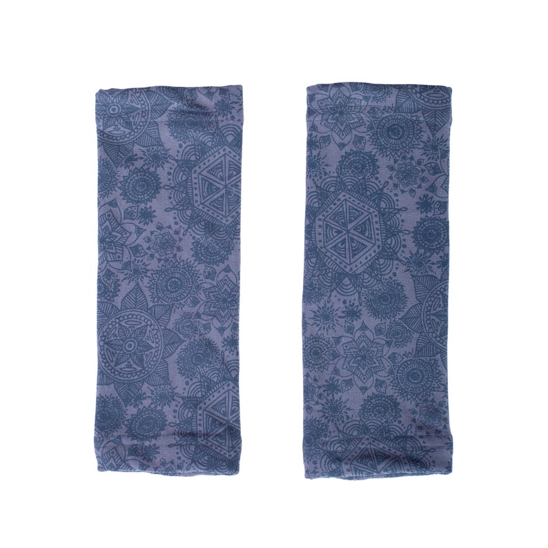 Soft Fingerless Glovelettes Mandala Flower Organic Cotton Wrist Warmers Fingerless Arm Warmers-Grey
