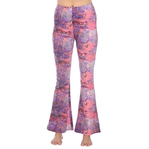 Psychedelic Marble Bellbottom Pants | Trippy 70s Style Flare Leggings, Hippie Festival Pants, Stretchy Bell Bottoms for Yoga and Dance