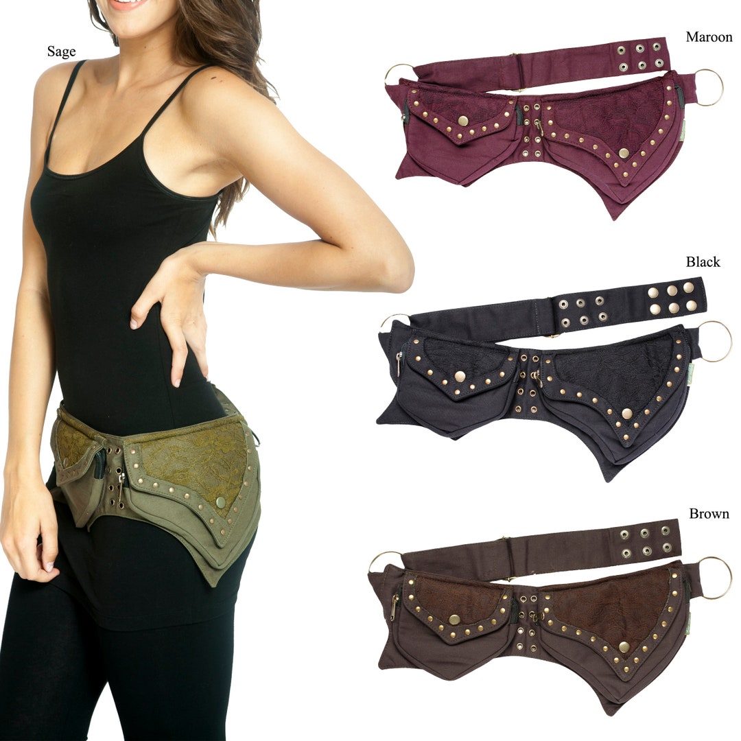 Renaissance Faire Pixie two Pocket Cotton Hip Belt Pouch