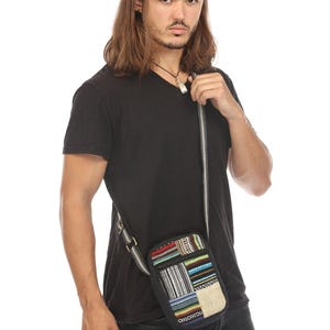 Eco-Friendly Hemp Patchwork Passport Crossbody Bag
