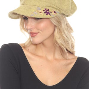 Stonewashed Embroidered Newsboy Cap