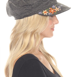 Stonewashed Embroidered Newsboy Cap