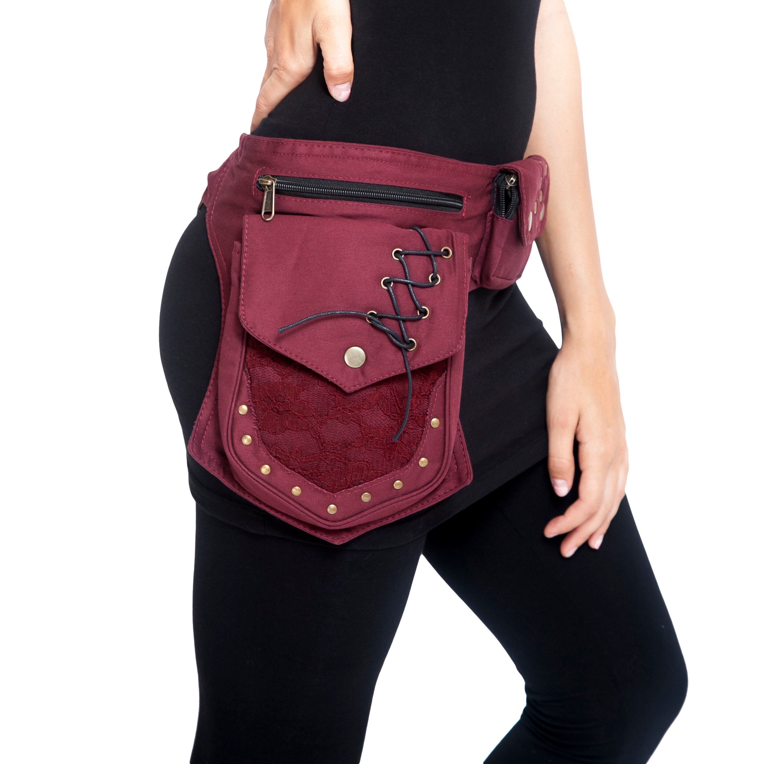 Renaissance Faire Festival Lace Utility Hip Belt Pouch Bags  display picture 2