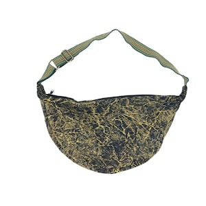 Stonewash Canvas Hobo Bag | Boho Slouchy Shoulder Bag | Vintage-Style Cotton Purse with Adjustable Strap | Black & Olive | Made in Nepal