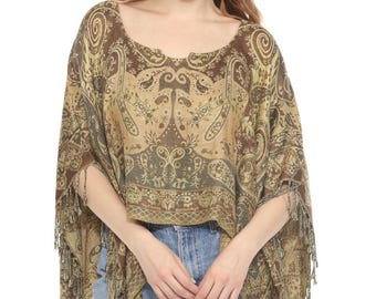 Fringe Paisley Shawl Top