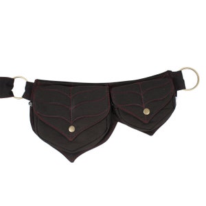 Cotton two Leaf Pocket Waist Belt Black