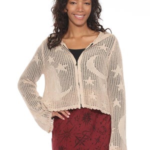 Celestial Lacy Cropped Zip Hoodie