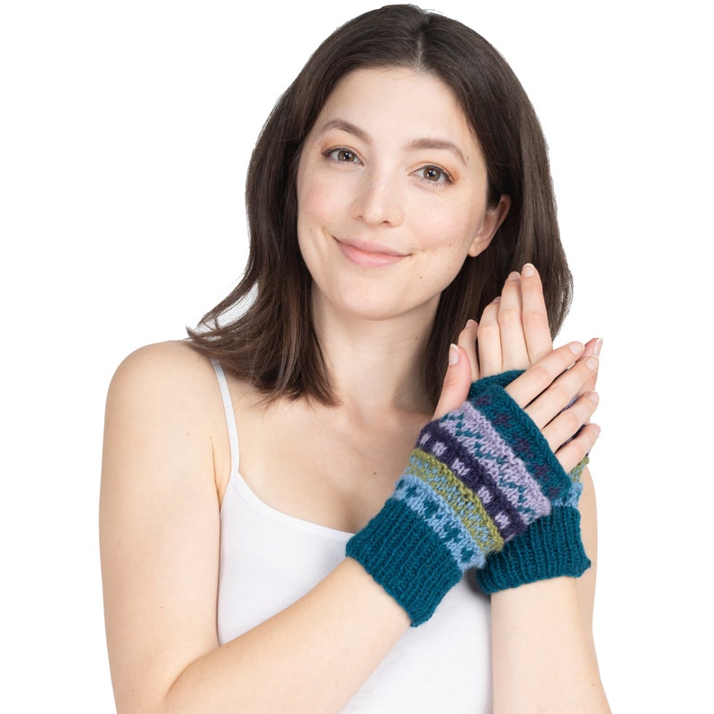Winter hand knit handwarmer, fingerless Gloves image 9