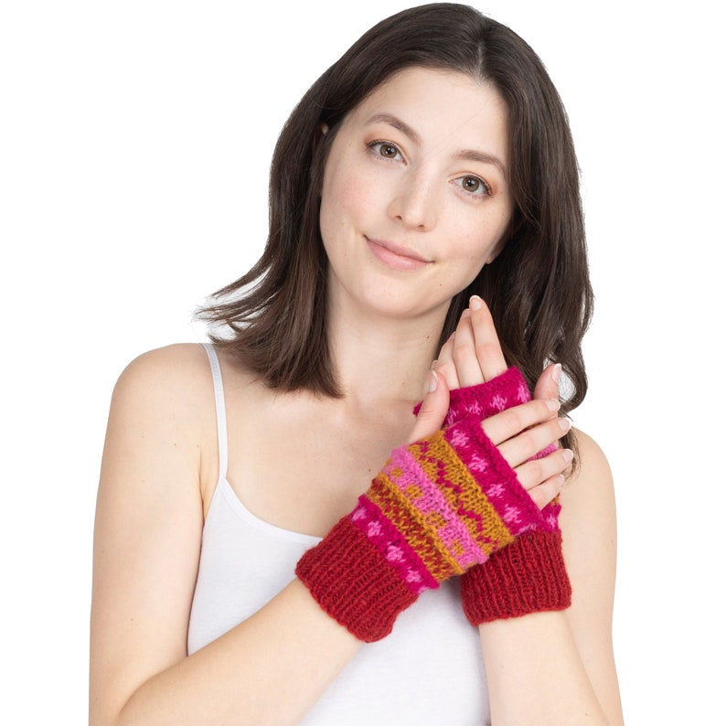 Winter hand knit handwarmer, fingerless Gloves image 1