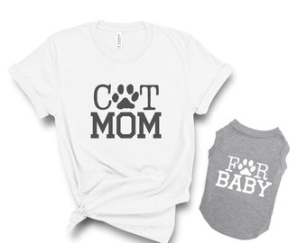 Cat and human matching shirt, Cat Mom, Cat Dad, Fur Baby, Cat Mama, Matching cat and owner clothes, Gift for pet owner, Cat and mom shirts