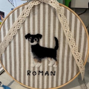 Needle felted dog Embroidered name hoop Labrador Retriever memorial rainbow bridge Personalized embroidery Custom pet parent gift Wall art image 15