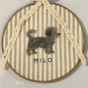 Needle felted dog Embroidered name hoop Labrador Retriever memorial rainbow bridge Personalized embroidery Custom pet parent gift Wall art image 7